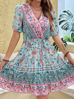 Midi Jurk met V-hals en Bloemenprint - Mini Dresses - Jurkjes.co