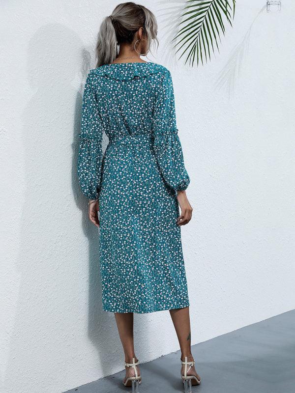 Midi Jurk met V-hals en Bloemenprint - Mini Dresses - Jurkjes.co