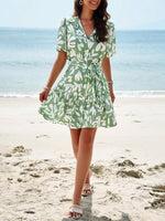 Midi Jurk met V-hals en Bloemenprint - Mini Dresses - Jurkjes.co