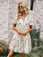 Midi Jurk met V-hals en Bloemenprint - Mini Dresses - Jurkjes.co