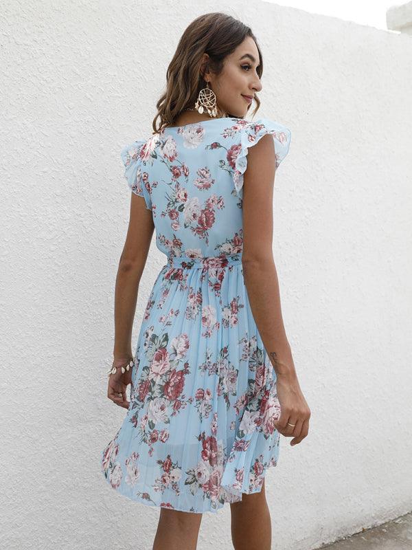 Midi Jurk met V-hals en Bloemenprint - Mini Dresses - Jurkjes.co