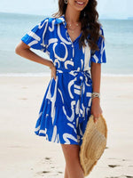 Midi Jurk met V-hals en Bloemenprint - Mini Dresses - Jurkjes.co