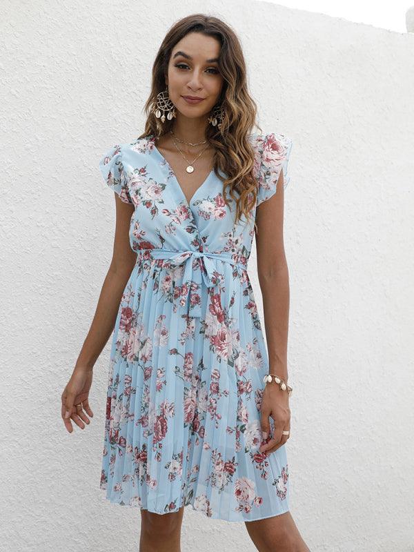 Midi Jurk met V-hals en Bloemenprint - Mini Dresses - Jurkjes.co