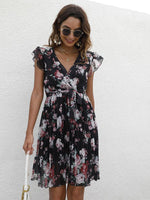 Midi Jurk met V-hals en Bloemenprint - Mini Dresses - Jurkjes.co