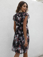Midi Jurk met V-hals en Bloemenprint - Mini Dresses - Jurkjes.co