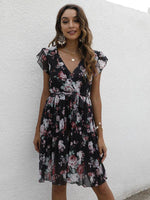 Midi Jurk met V-hals en Bloemenprint - Mini Dresses - Jurkjes.co