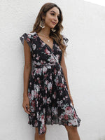 Midi Jurk met V-hals en Bloemenprint - Mini Dresses - Jurkjes.co