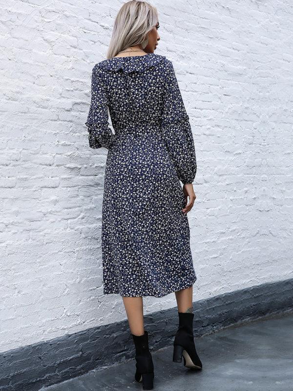 Midi Jurk met V-hals en Bloemenprint - Mini Dresses - Jurkjes.co