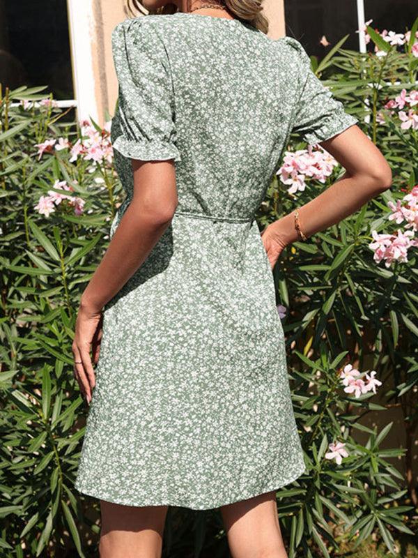 Midi Jurk met V-hals en Bloemenprint - Mini Dresses - Jurkjes.co