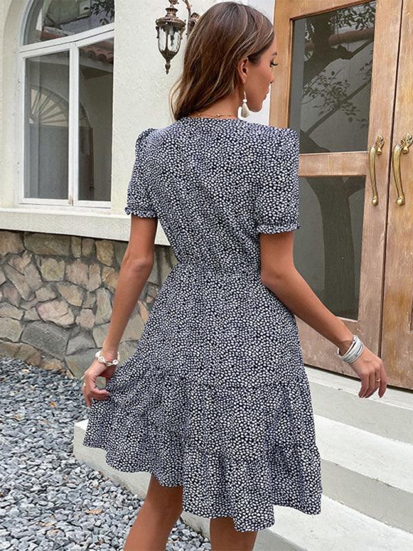 Midi Jurk met V-hals en Bloemenprint - Mini Dresses - Jurkjes.co