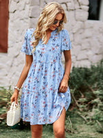 Midi Jurk met V-hals en Bloemenprint - Mini Dresses - Jurkjes.co