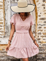 Midi Jurk met V-hals en Bloemenprint - Mini Dresses - Jurkjes.co