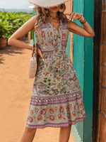 Midi Jurk met V-hals en Bloemenprint - Mini Dresses - Jurkjes.co