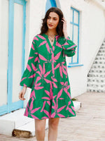 Midi Jurk met V-hals en Bloemenprint - Mini Dresses - Jurkjes.co