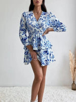 Midi Jurk met V-hals en Bloemenprint - Mini Dresses - Jurkjes.co