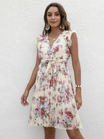 Midi Jurk met V-hals en Bloemenprint - Mini Dresses - Jurkjes.co