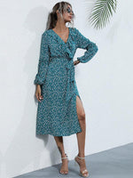 Midi Jurk met V-hals en Bloemenprint - Mini Dresses - Jurkjes.co