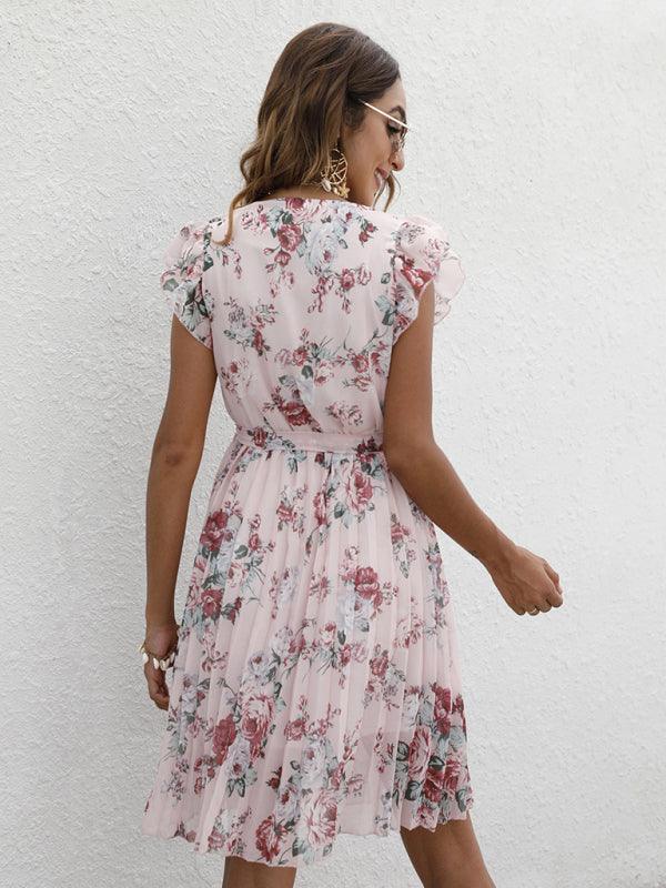 Midi Jurk met V-hals en Bloemenprint - Mini Dresses - Jurkjes.co