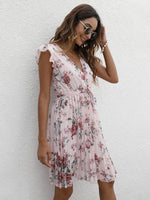 Midi Jurk met V-hals en Bloemenprint - Mini Dresses - Jurkjes.co