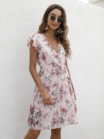 Midi Jurk met V-hals en Bloemenprint - Mini Dresses - Jurkjes.co