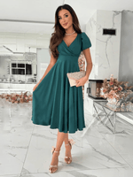 Midi Jurk met V-hals en Bolle Mouwen - Midi Dresses - Jurkjes.co