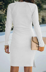 Midi Jurk met V-hals en Ceintuur - Midi Dresses - Jurkjes.co