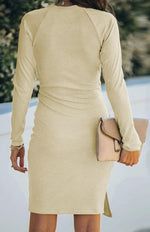 Midi Jurk met V-hals en Ceintuur - Midi Dresses - Jurkjes.co