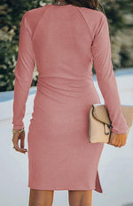 Midi Jurk met V-hals en Ceintuur - Midi Dresses - Jurkjes.co