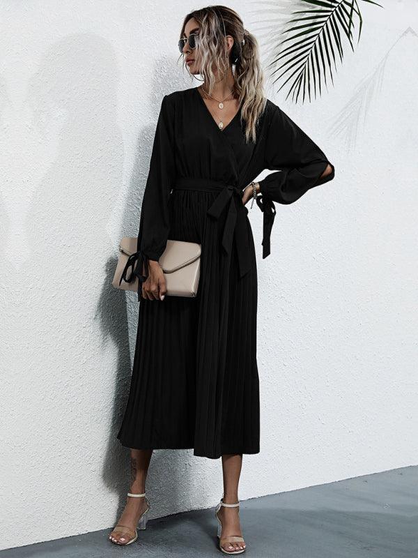 Midi Jurk met V-hals en Ceintuurlint - Midi Dresses - Jurkjes.co