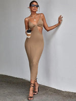 Midi Jurk met V-hals en Cut-out Detail - Midi Dresses - Jurkjes.co