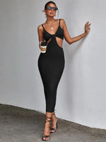 Midi Jurk met V-hals en Cut-out Detail - Midi Dresses - Jurkjes.co