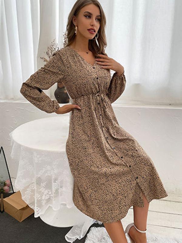 Midi Jurk met V-hals en Dierenprint - Group10 - Jurkjes.co