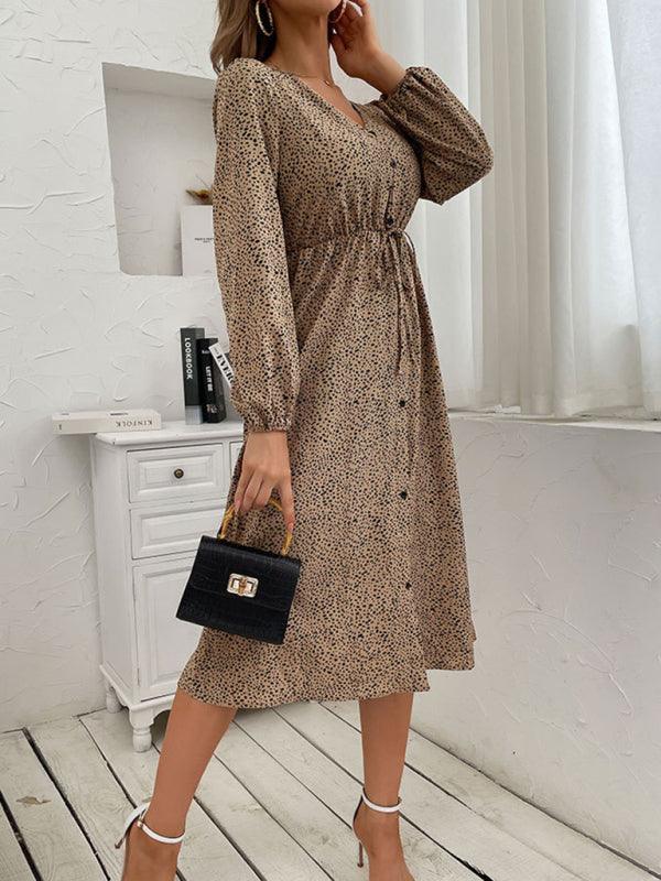 Midi Jurk met V-hals en Dierenprint - Group10 - Jurkjes.co