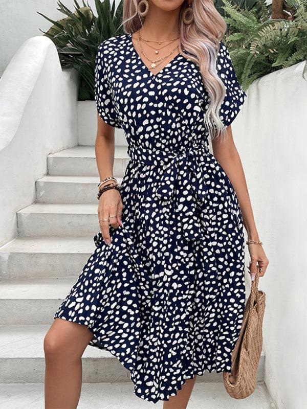 Midi Jurk met V-hals en Dierenprint - Group3 - Jurkjes.co