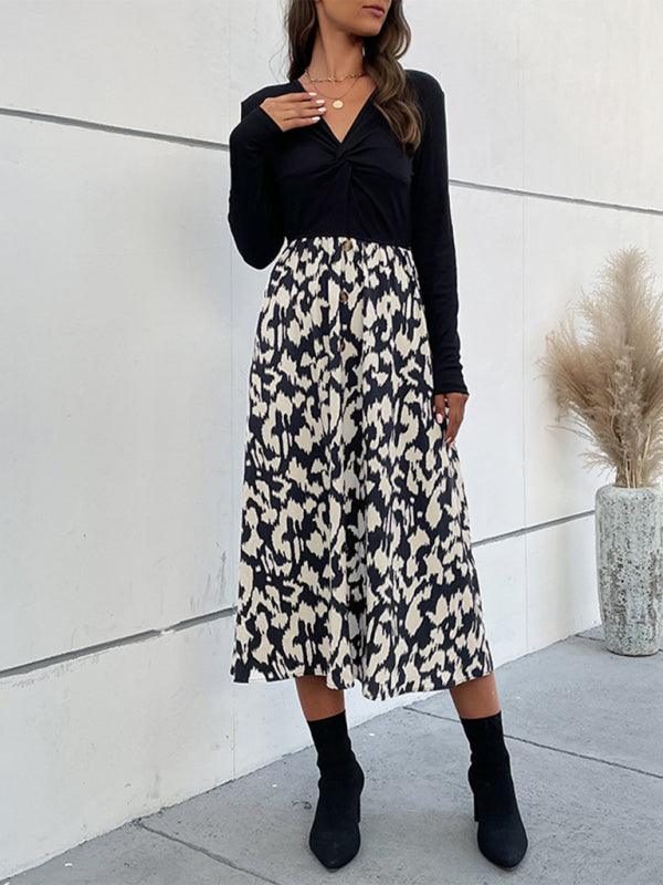 Midi Jurk met V-hals en Dierenprint - Group5 - Jurkjes.co