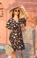 Midi Jurk met V-hals en Dierenprint - Maxi Dresses - Jurkjes.co