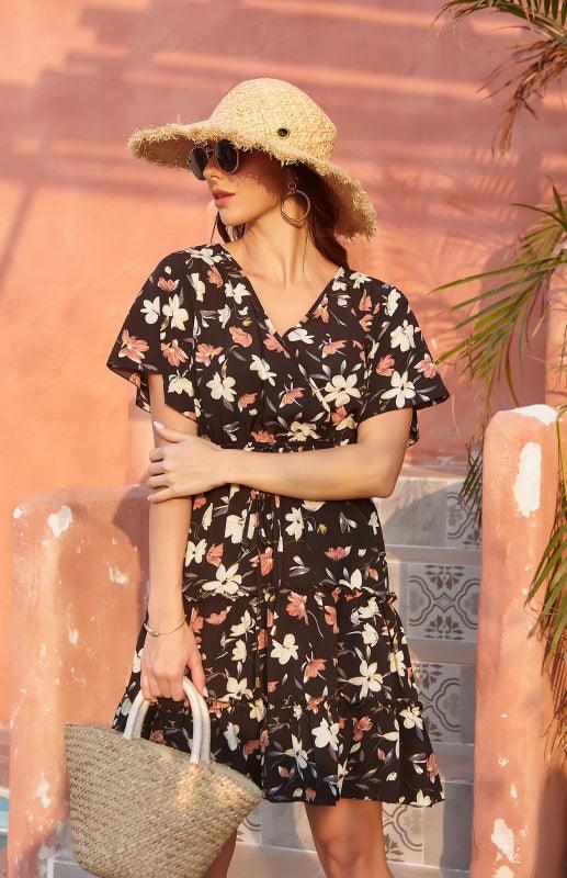 Midi Jurk met V-hals en Dierenprint - Maxi Dresses - Jurkjes.co