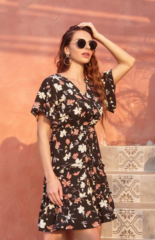 Midi Jurk met V-hals en Dierenprint - Maxi Dresses - Jurkjes.co