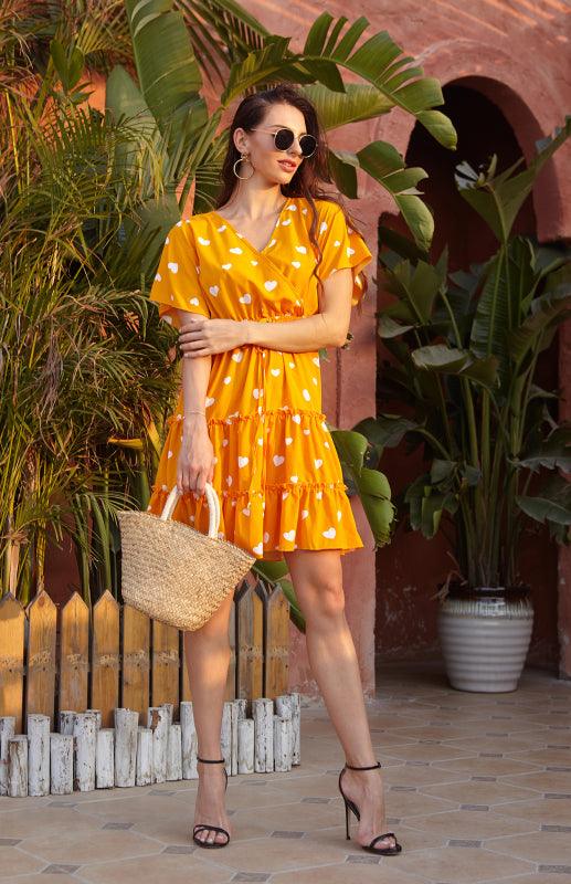 Midi Jurk met V-hals en Dierenprint - Maxi Dresses - Jurkjes.co