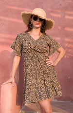 Midi Jurk met V-hals en Dierenprint - Maxi Dresses - Jurkjes.co