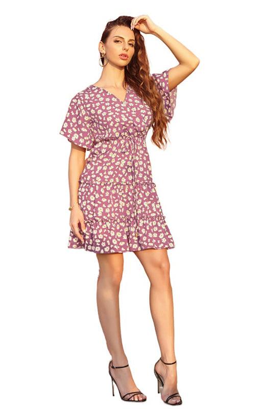 Midi Jurk met V-hals en Dierenprint - Maxi Dresses - Jurkjes.co