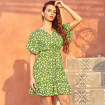 Midi Jurk met V-hals en Dierenprint - Maxi Dresses - Jurkjes.co