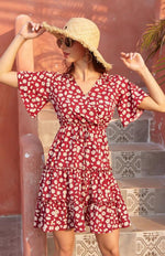 Midi Jurk met V-hals en Dierenprint - Maxi Dresses - Jurkjes.co