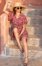 Midi Jurk met V-hals en Dierenprint - Maxi Dresses - Jurkjes.co