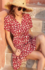 Midi Jurk met V-hals en Dierenprint - Maxi Dresses - Jurkjes.co