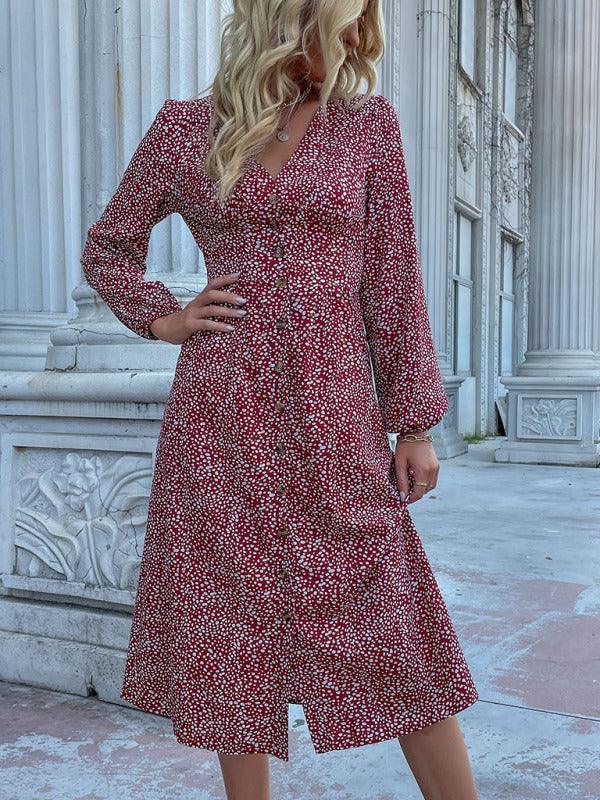 Midi Jurk met V-hals en Dierenprint - Midi Dresses - Jurkjes.co