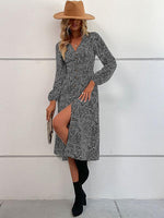 Midi Jurk met V-hals en Dierenprint - Midi Dresses - Jurkjes.co