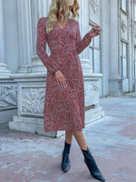 Midi Jurk met V-hals en Dierenprint - Midi Dresses - Jurkjes.co