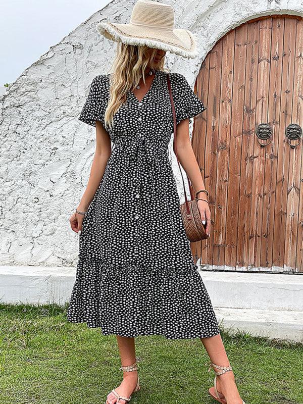 Midi Jurk met V-hals en Dierenprint - Midi Dresses - Jurkjes.co