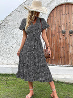 Midi Jurk met V-hals en Dierenprint - Midi Dresses - Jurkjes.co